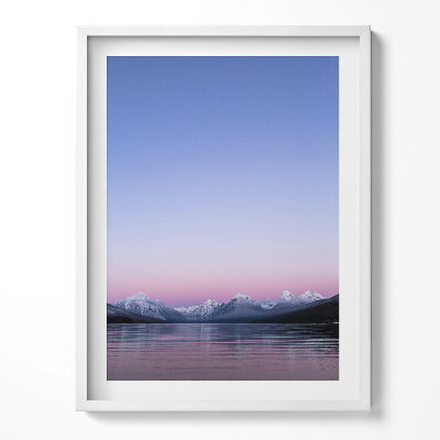 Obraz v rámu Krajina hor a jezera, minimalismus