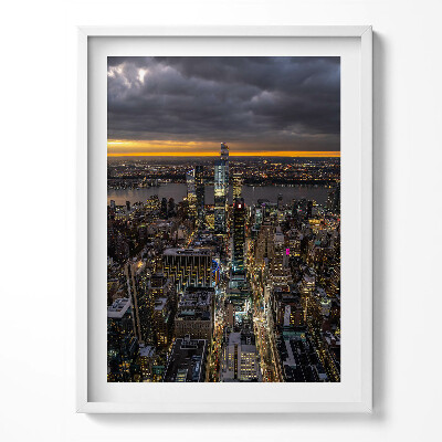 Obraz v rámu Městská architektura z ptačí perspektivy v noci