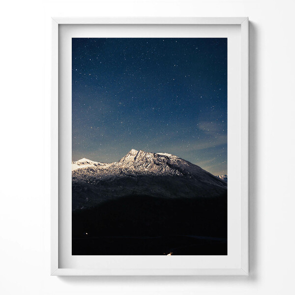 Obraz v rámu Horská krajina proti hvězdné obloze