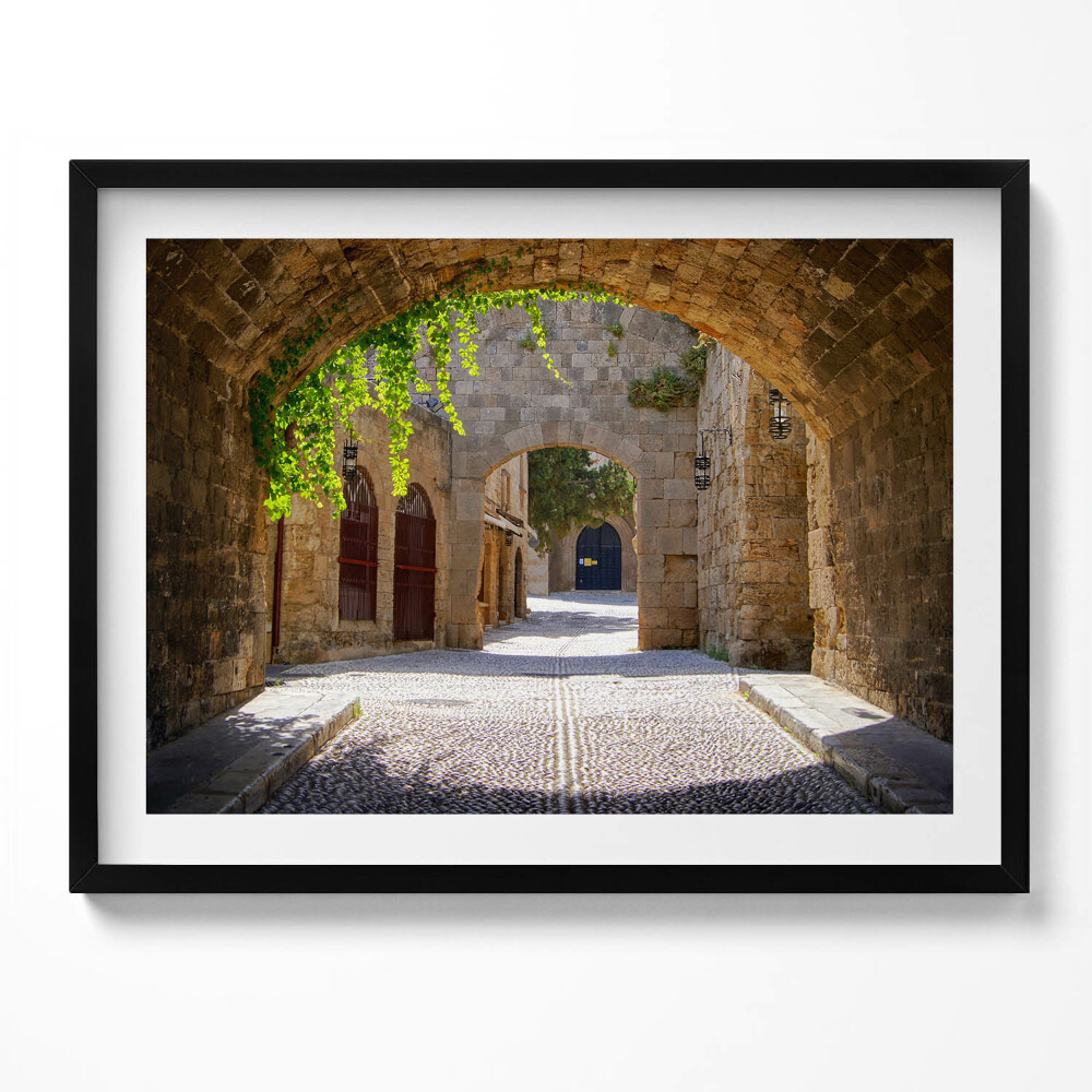 Obraz s rámem Středověká ulice Rhodos Řecko