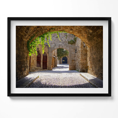 Obraz s rámem Středověká ulice Rhodos Řecko