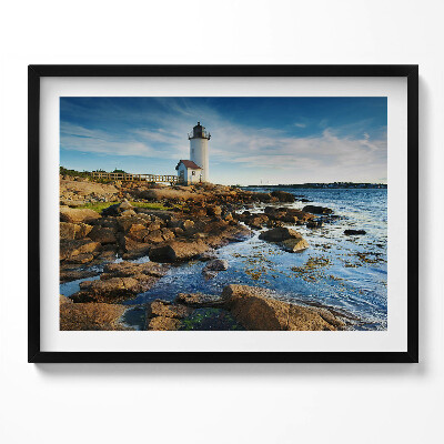 Obraz s rámem Maják, skály a nebeská krajina