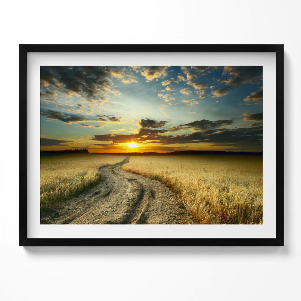Obraz s rámem Polní cesta a západ slunce