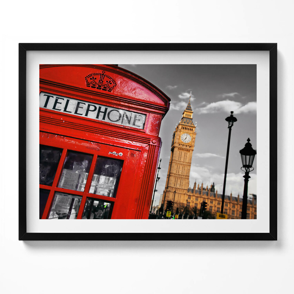 Obraz s rámem Telefonní budka a Big Ben - Anglie