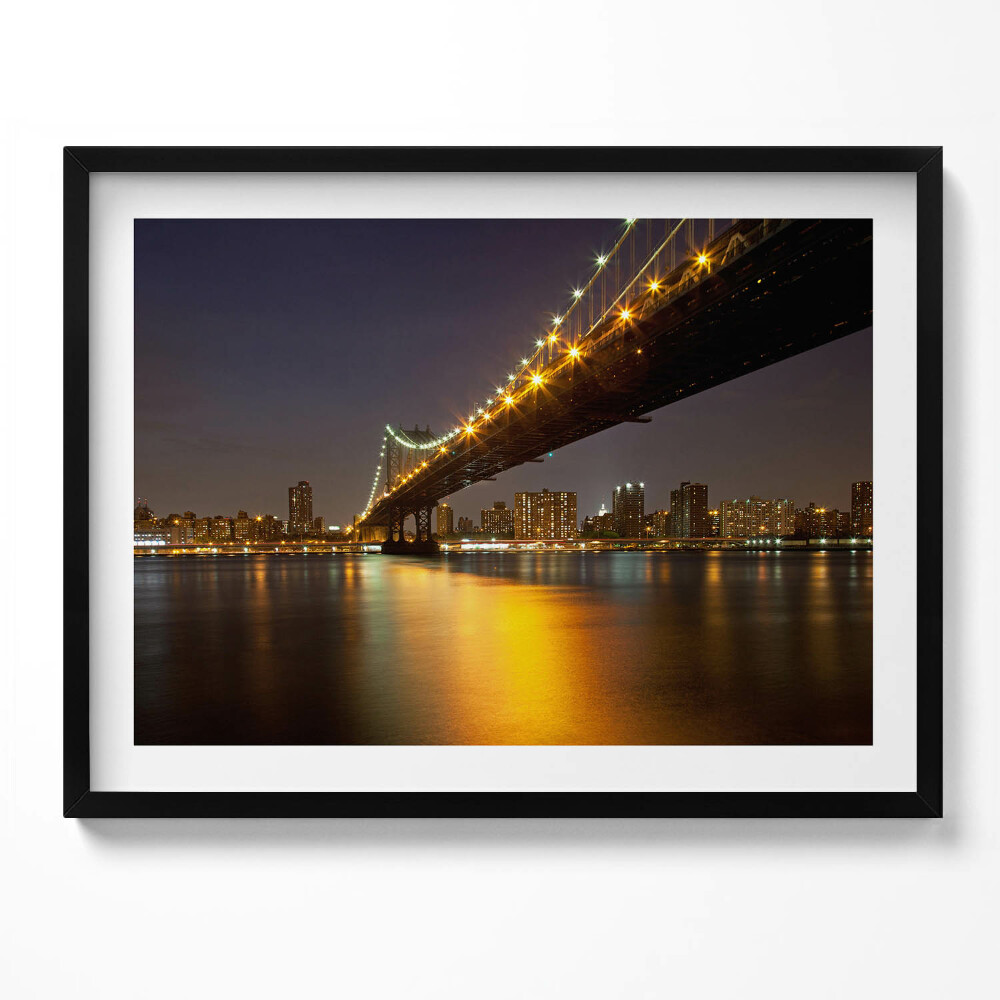 Obraz s rámem Osvětlený Brooklynský most v New Yorku