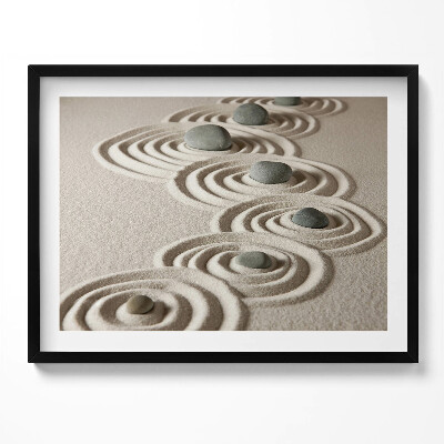 Obraz s rámem Zen - kameny na pískových kruzích
