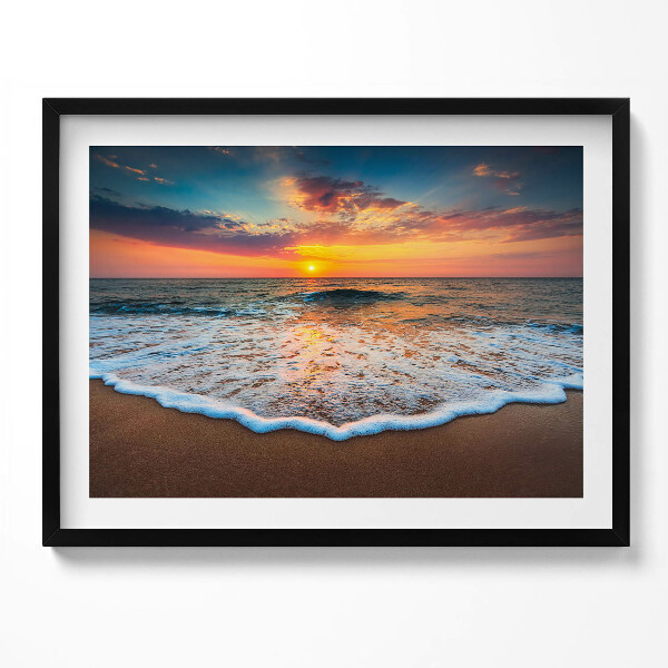 Obraz s rámem Krajina zapadajícího slunce nad mořem