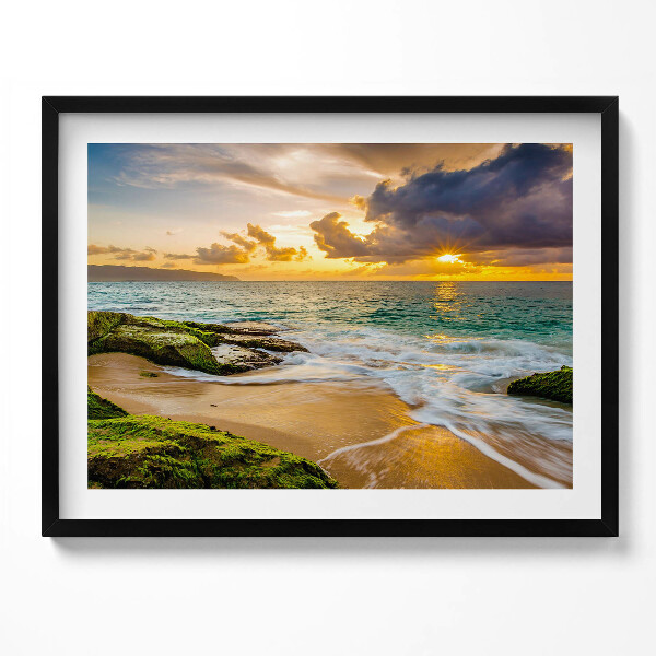 Obraz s rámem Břeh pláže při západu slunce