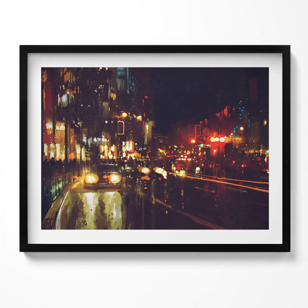 Obraz s rámem Rozmazané malované město