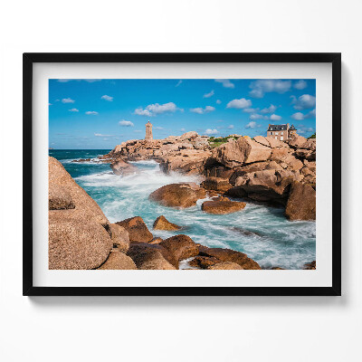 Obraz s rámem Voda, skály a maják