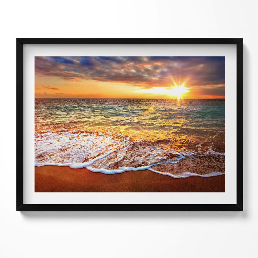 Obraz s rámem Mořské vlny při západu slunce