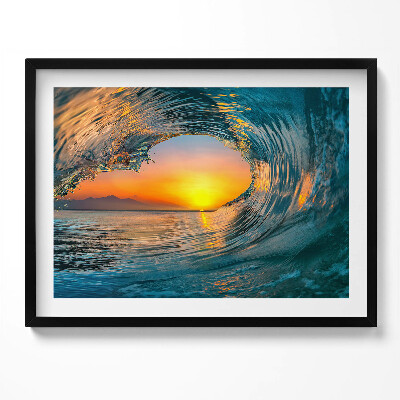 Obraz s rámem Vodní vlna při západu slunce