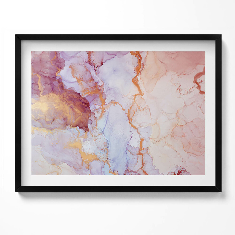 Obraz s rámem Růžový a zlatý mramor