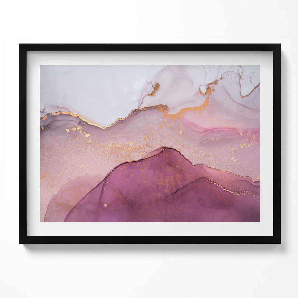 Obraz s rámem Růžová abstrakce se zlatem
