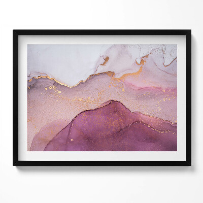 Obraz s rámem Růžová abstrakce se zlatem