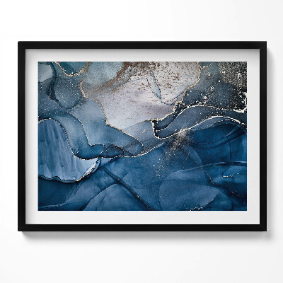 Obraz s rámem Modrá abstrakce se zlatem