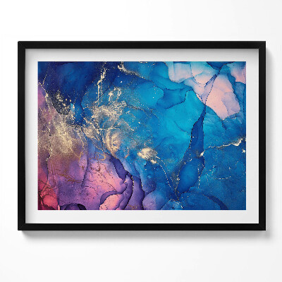 Obraz s rámem Modrá abstrakce s růžovou