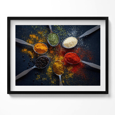 Obraz s rámem Kuchyňské lžíce s barevným kořením