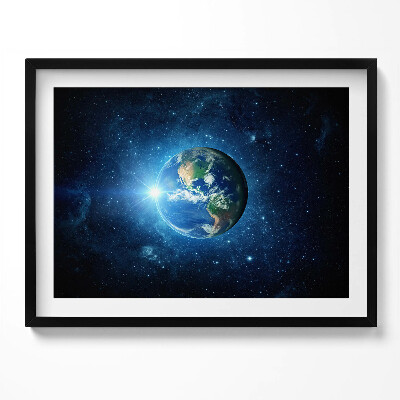 Obraz s rámem NASA - Země, galaxie a slunce