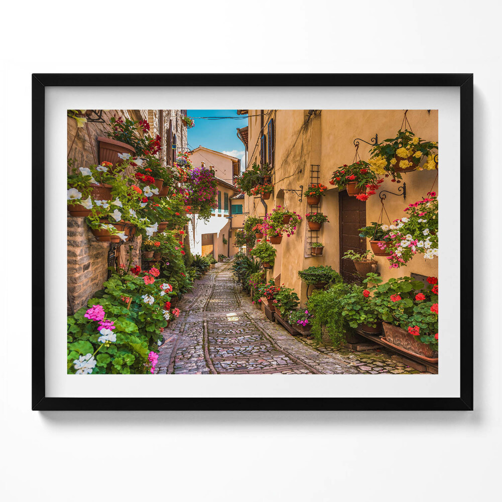 Obraz s rámem Květinová ulice ve městě Umbria