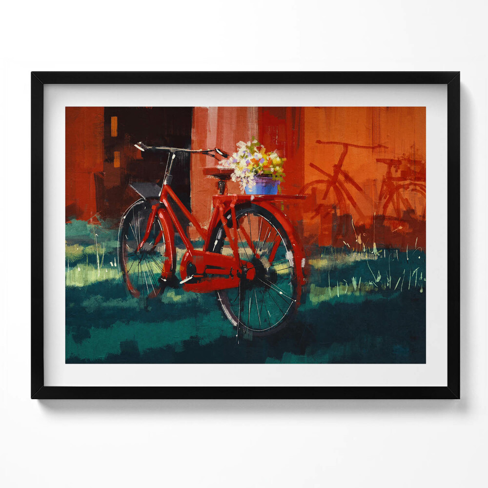 Obraz s rámem Kolo s květinovým aranžmá
