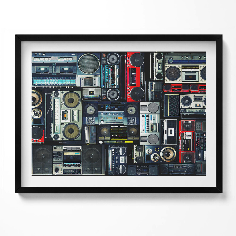 Obraz s rámem Hudba - Vintage boombox