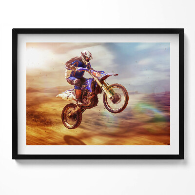 Obraz s rámem Motocyklista v poušti