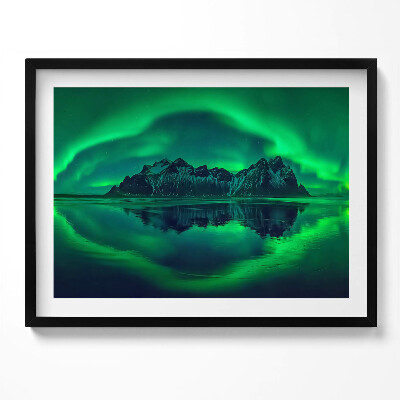 Obraz s rámem Polární záře - zrcadlový odraz