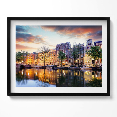 Obraz s rámem Domy Amsterdam Nizozemsko