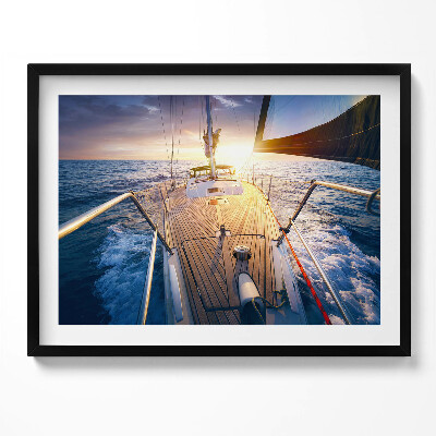 Obraz s rámem Západ slunce na palubě plachetnice