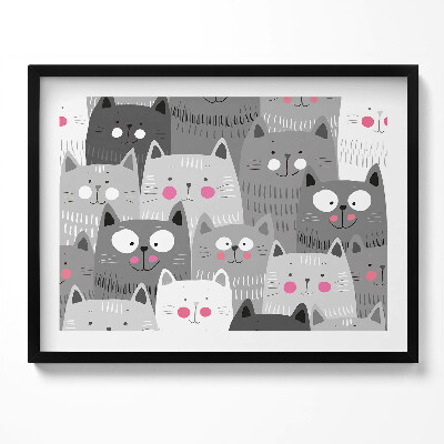 Obraz s rámem Vzor bezešvé s kočkami