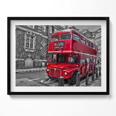 Obraz s rámem Červený dvoupatrový autobus