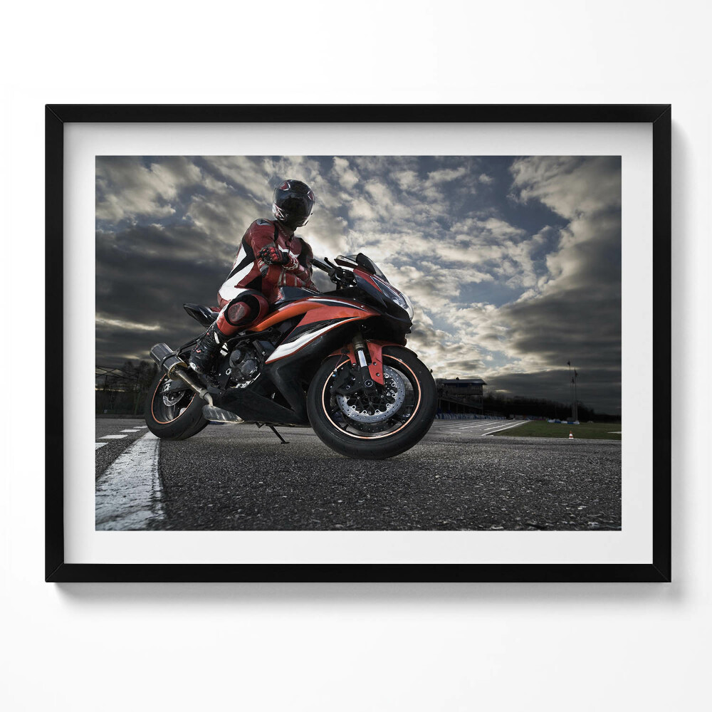 Obraz s rámem Muž na motorce