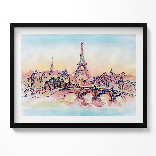 Obraz s rámem Malovaný pohled na Paříž