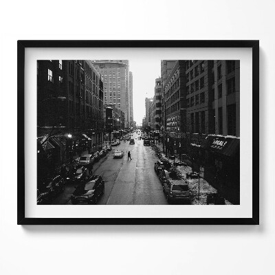 Obraz s rámem Černobílé ulice Chicaga