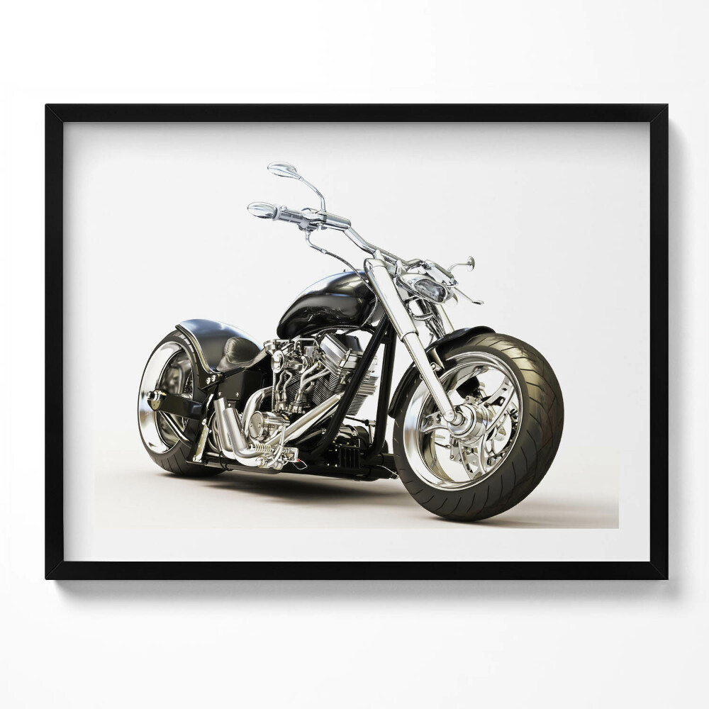Obraz s rámem Černá motorka