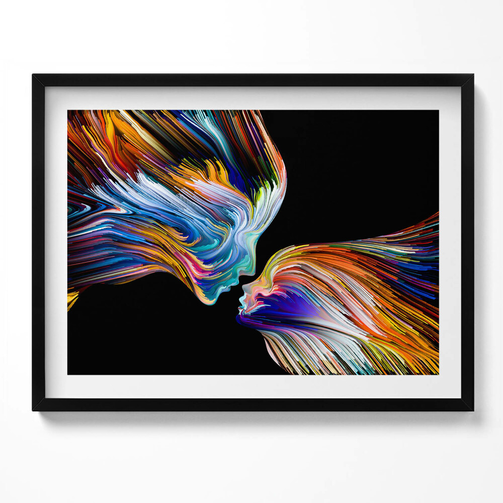 Obraz s rámem Abstraktní barevné lidské tváře