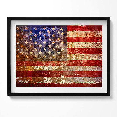 Obraz s rámem Vlajka USA v retro stylu