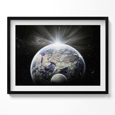 Obraz s rámem Pohled na Zemi a Měsíc