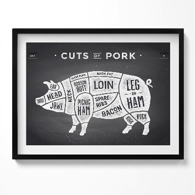 Obraz s rámem Prase - vepřový řezník plakát