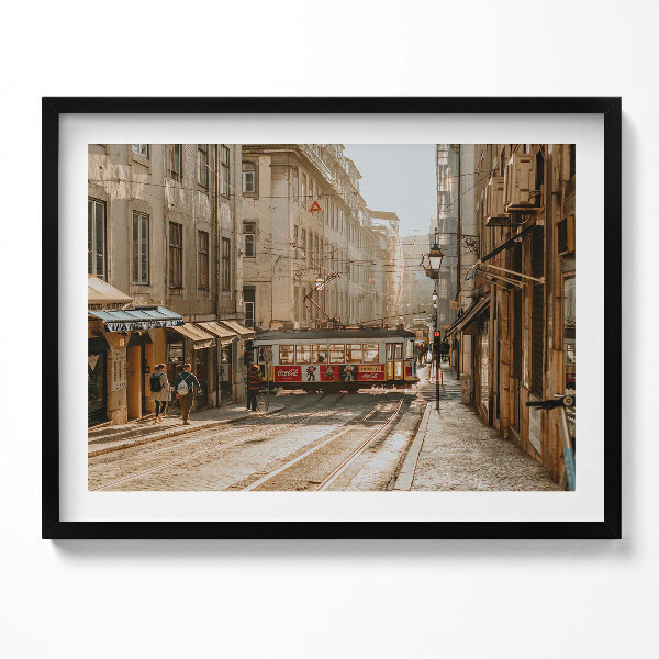 Obraz s rámem Pohled na Lisabon a tramvaj