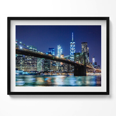 Obraz s rámem Brooklynský most v New Yorku v noci