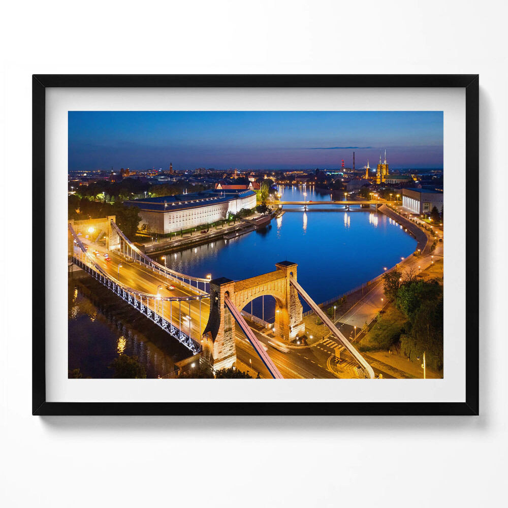 Obraz s rámem Město v noci Wrocław