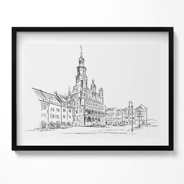 Obraz s rámem Poznaň skica starého města