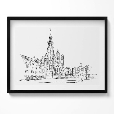 Obraz s rámem Poznaň skica starého města