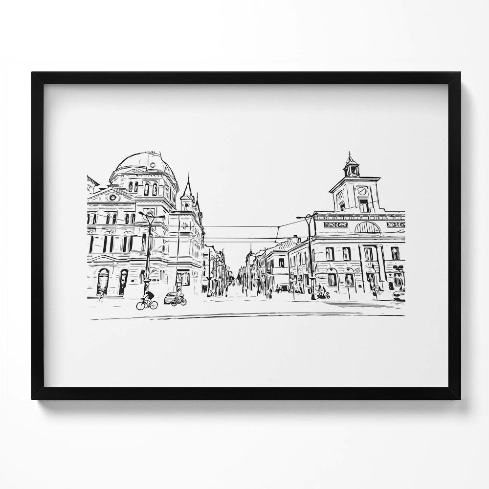 Obraz s rámem Poznaň staré město ilustrace