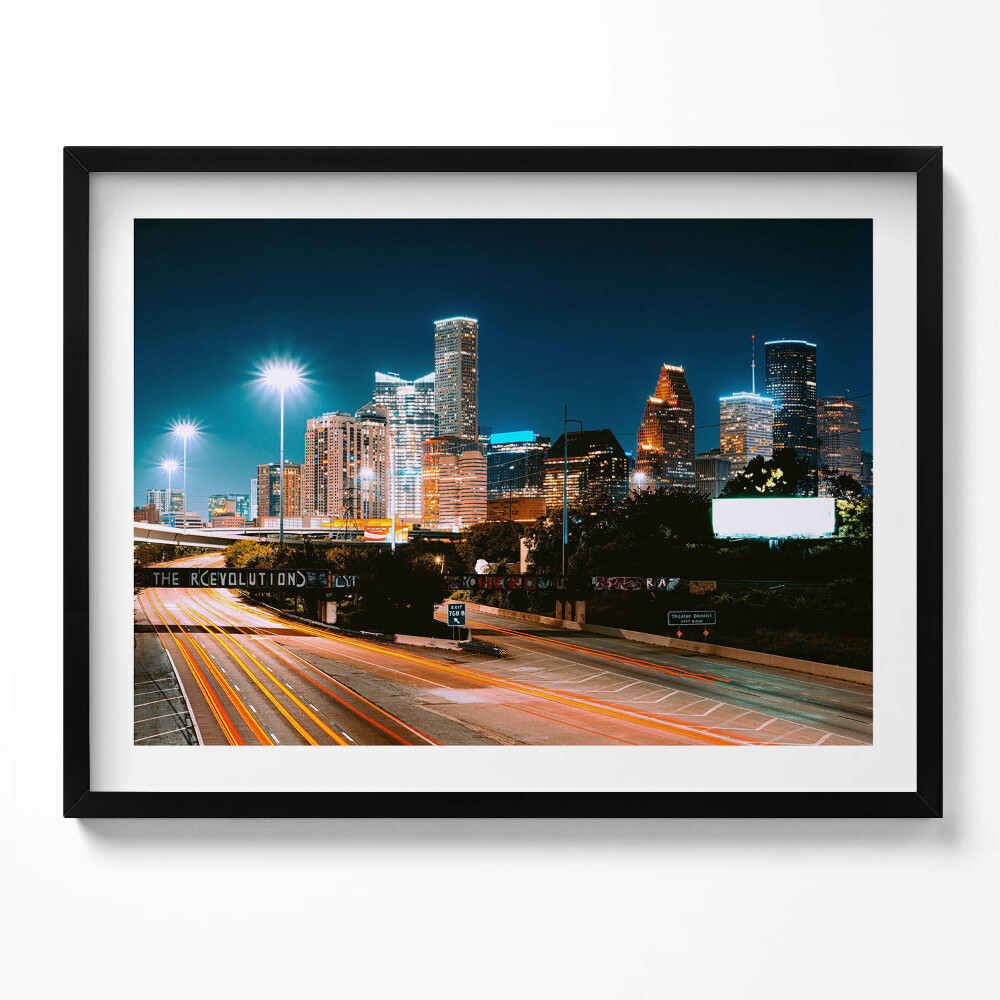 Obraz s rámem Město Houston v noci