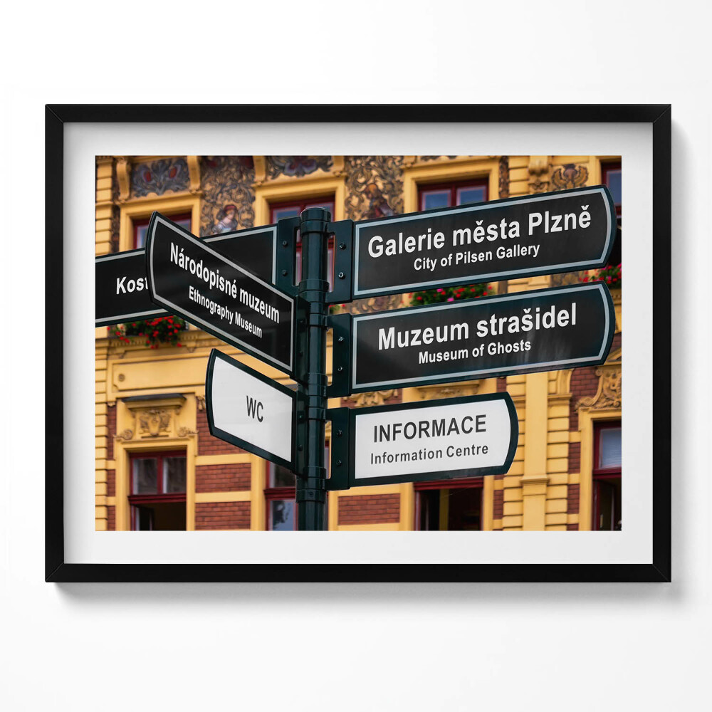 Obraz s rámem Rozcestník Plzeň