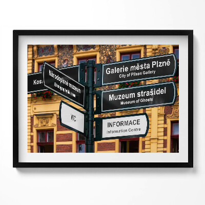 Obraz s rámem Rozcestník Plzeň