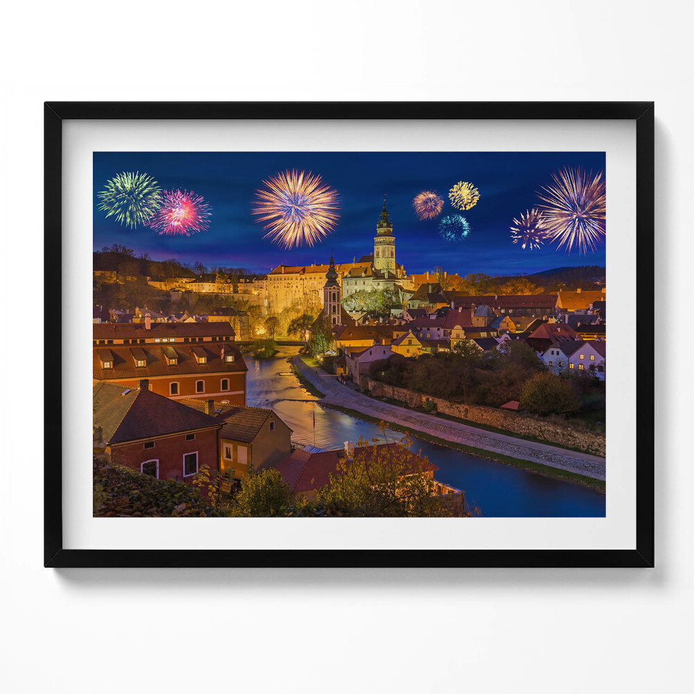 Obraz s rámem Ohňostroje Krumlov Česká republika